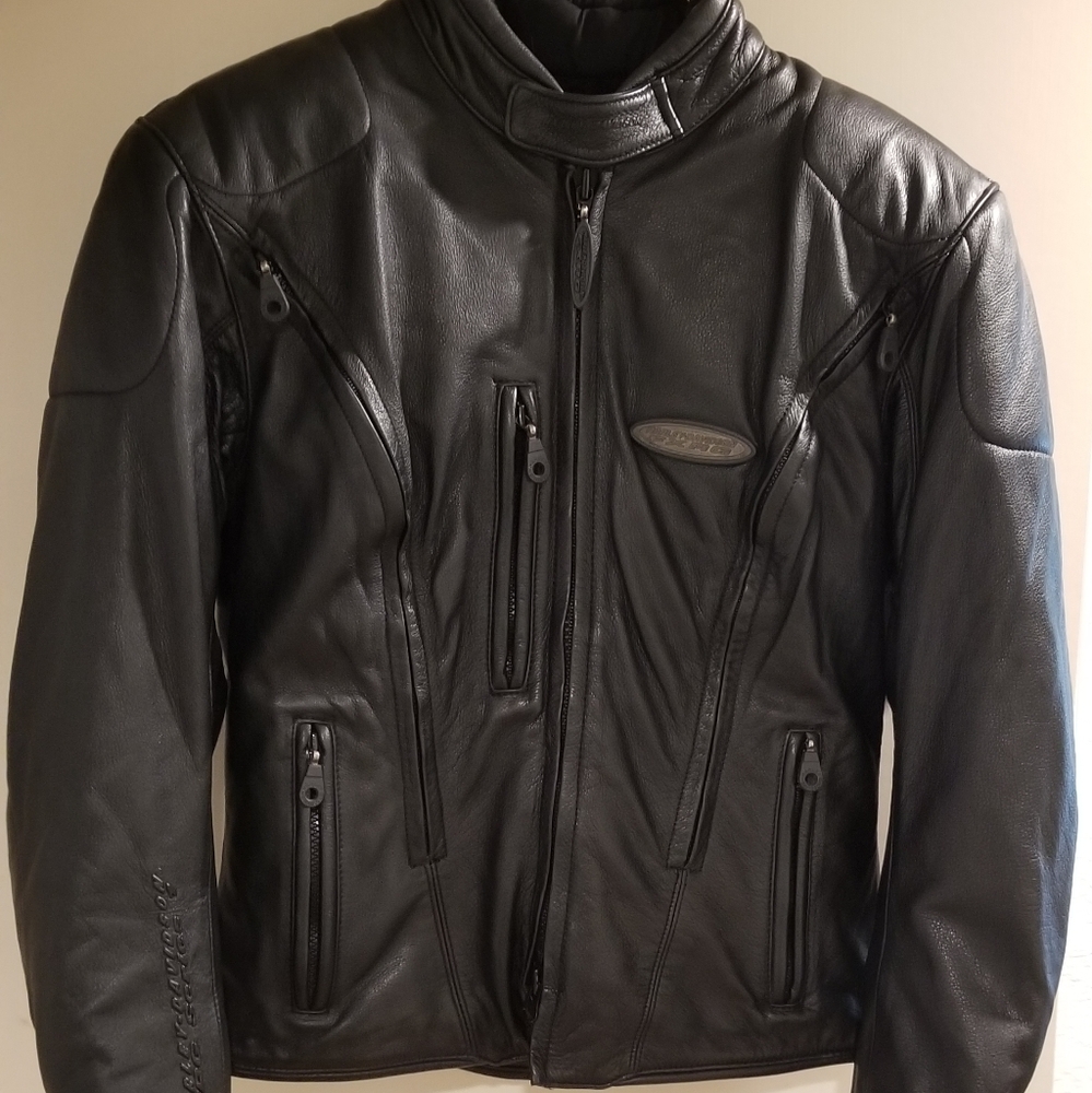 Women's leather motorcycle jacket